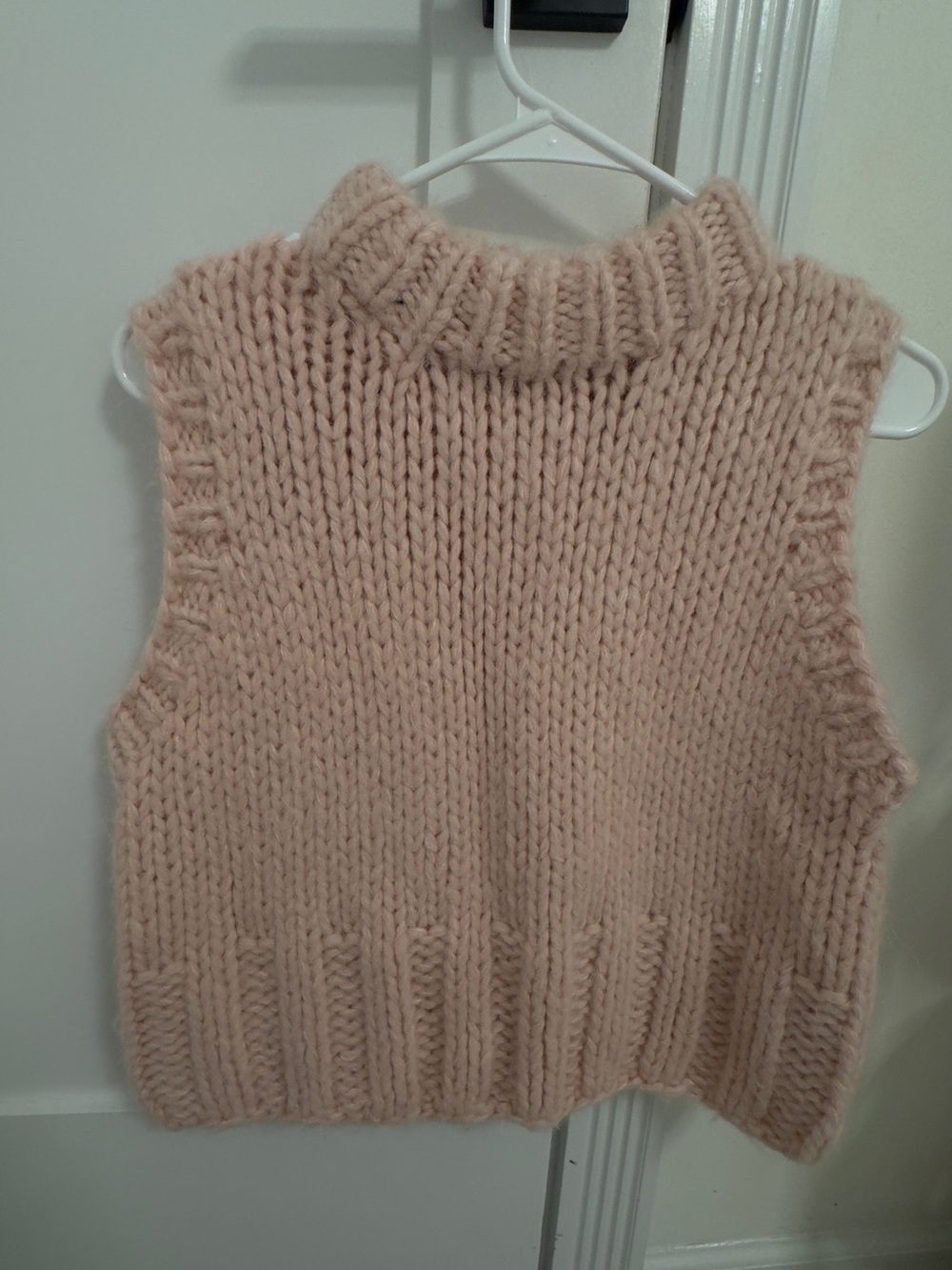 Zara Blush Pink Chunky Sleeveless Turtleneck Vest